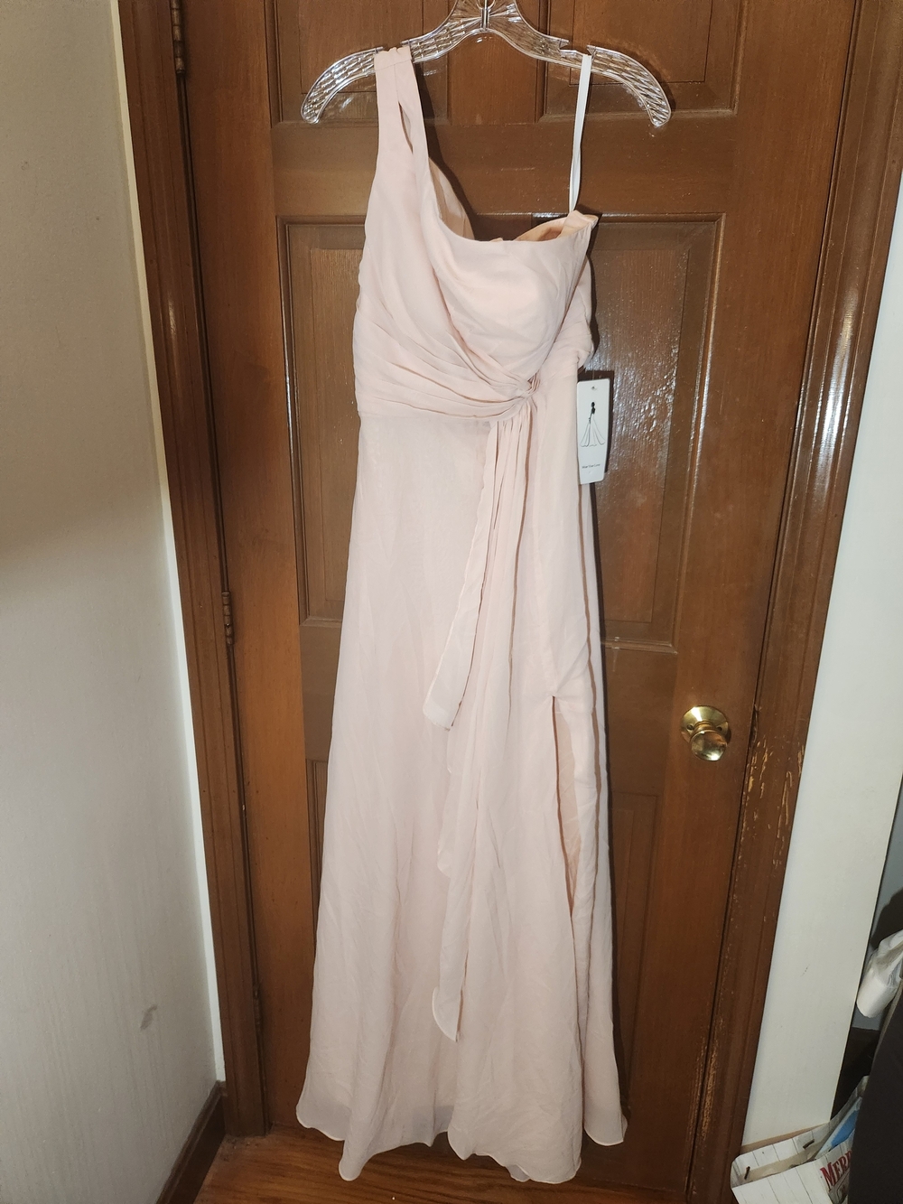 Wear Your Love Blush Pink One Shoulder Draped Maxi Formal Dress NWT